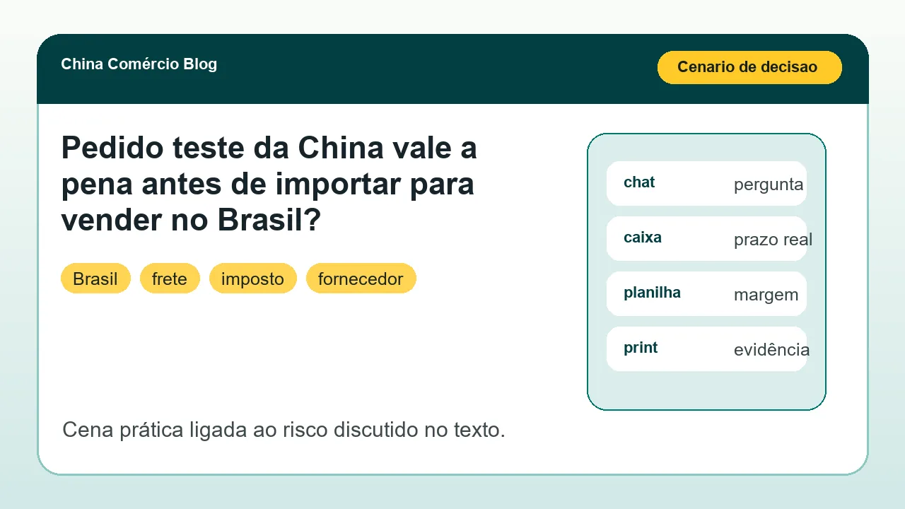 Cena de compra ligada ao artigo Pedido teste da China vale a pena antes de importar para vender no Brasil?